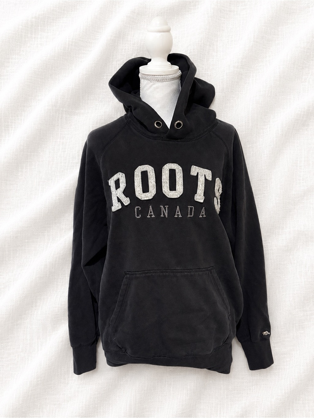 Roots Canada Black Hoodie with Front Pocket
